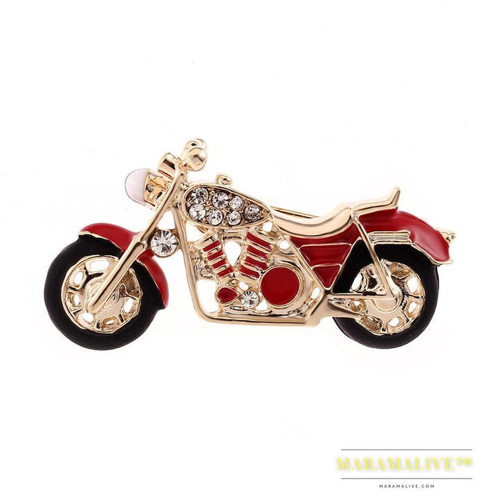 Exquisite diamond-studded motorcycle brooch