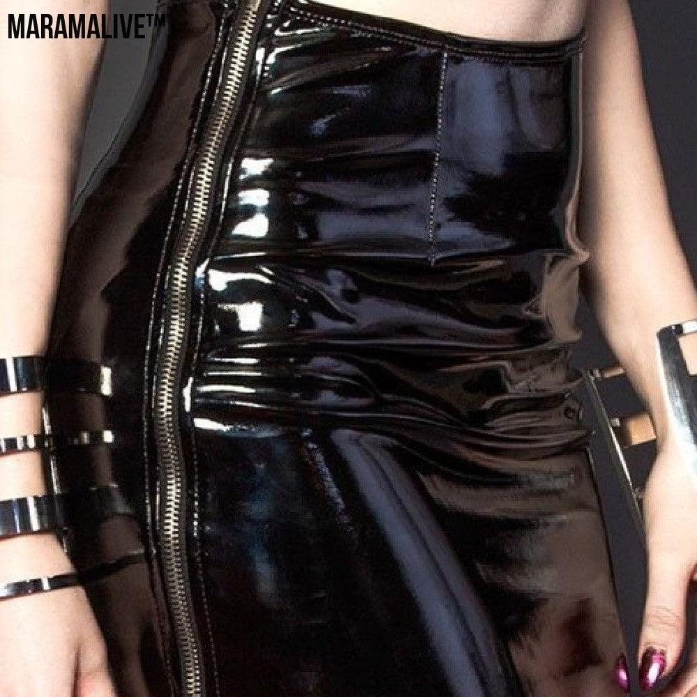 FFashion Sexy Patent Leather Skirt