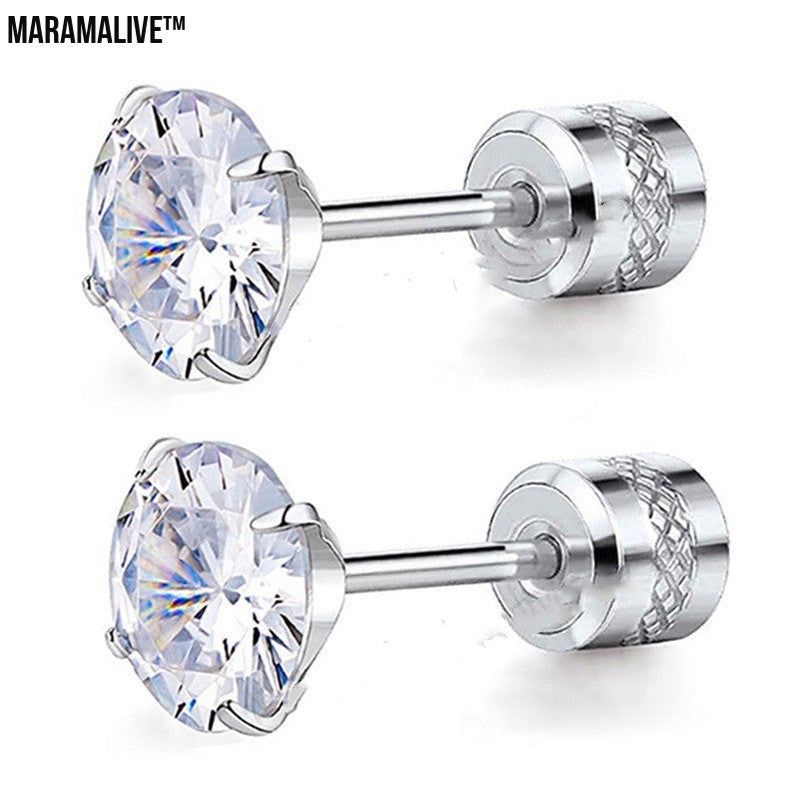 Fashion Barbell Double-headed Rhinestone-encrusted Earrings