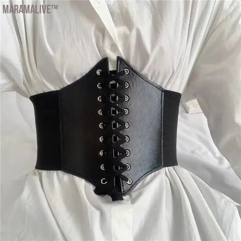 Fashion Corset Wide Belts Faux Leather Slimming Body Shaping Girdle Belt for Women Elastic Tight High Waist for Daily Wear