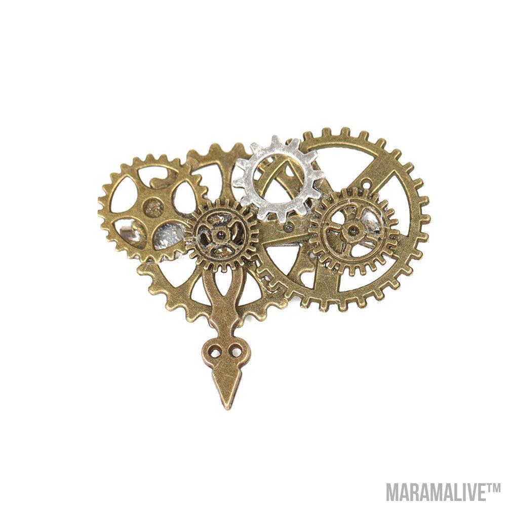 Fashion Creative Steampunk Gear Wings Brooch