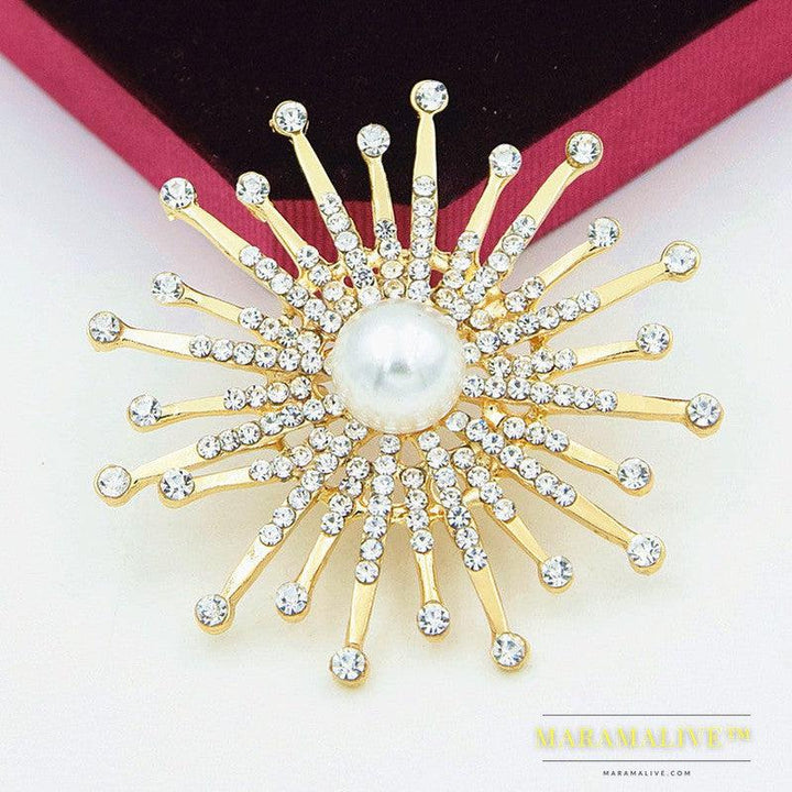 Fashion Crystal Sun Broche For Women Sunflower Brooches Pins Cristal Perla Brochase Voor Vrouwen Jewelry Dropshipping