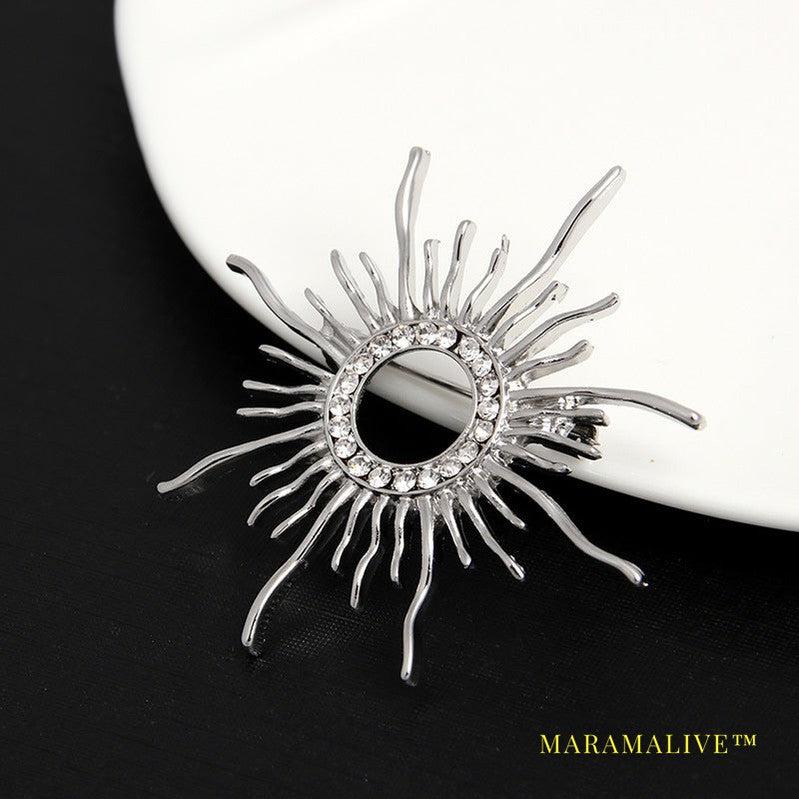 Fashion Crystal Sun Broche For Women Sunflower Brooches Pins Cristal Perla Brochase Voor Vrouwen Jewelry Dropshipping