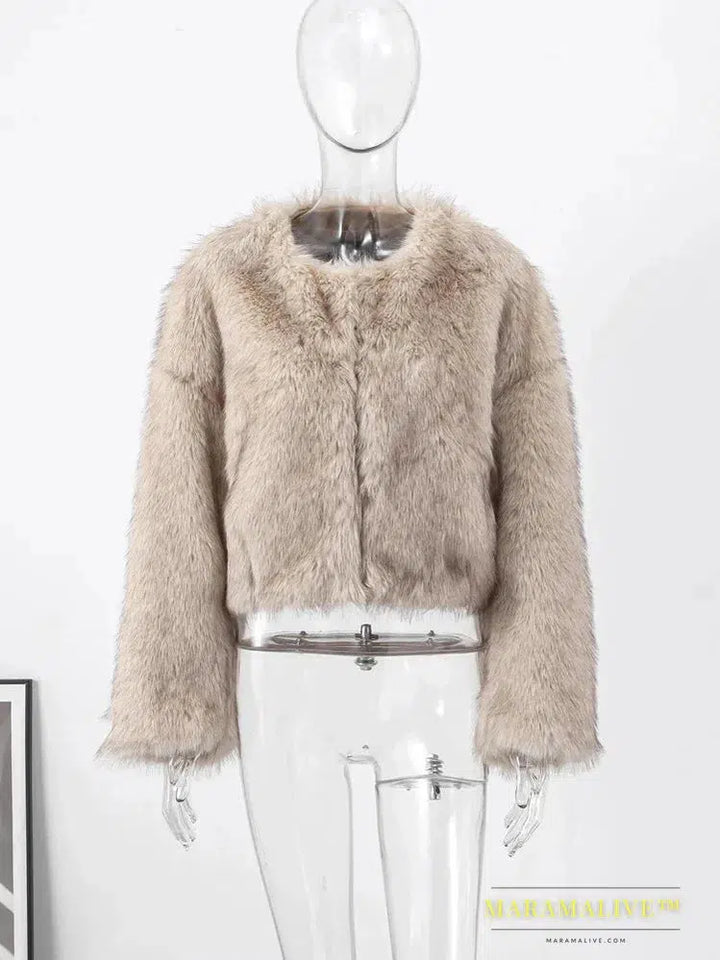 Fashion Faux Fur Jacket Coat Women Warm Fluffy Loose Long Sleeve Maramalive™