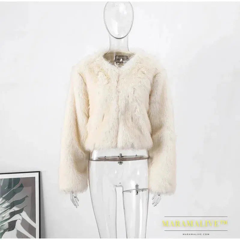 Fashion Faux Fur Jacket Coat Women Warm Fluffy Loose Long Sleeve Maramalive™