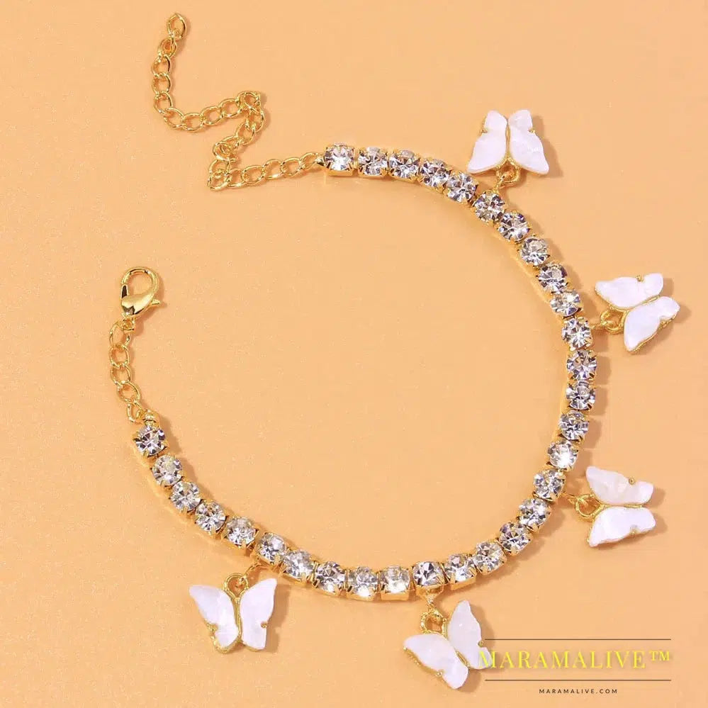 Fashion Heart Rhinestone Anklets Jewelry for Women Beach Barefoot Love Pendant Anklet Bracelet Leg Chain