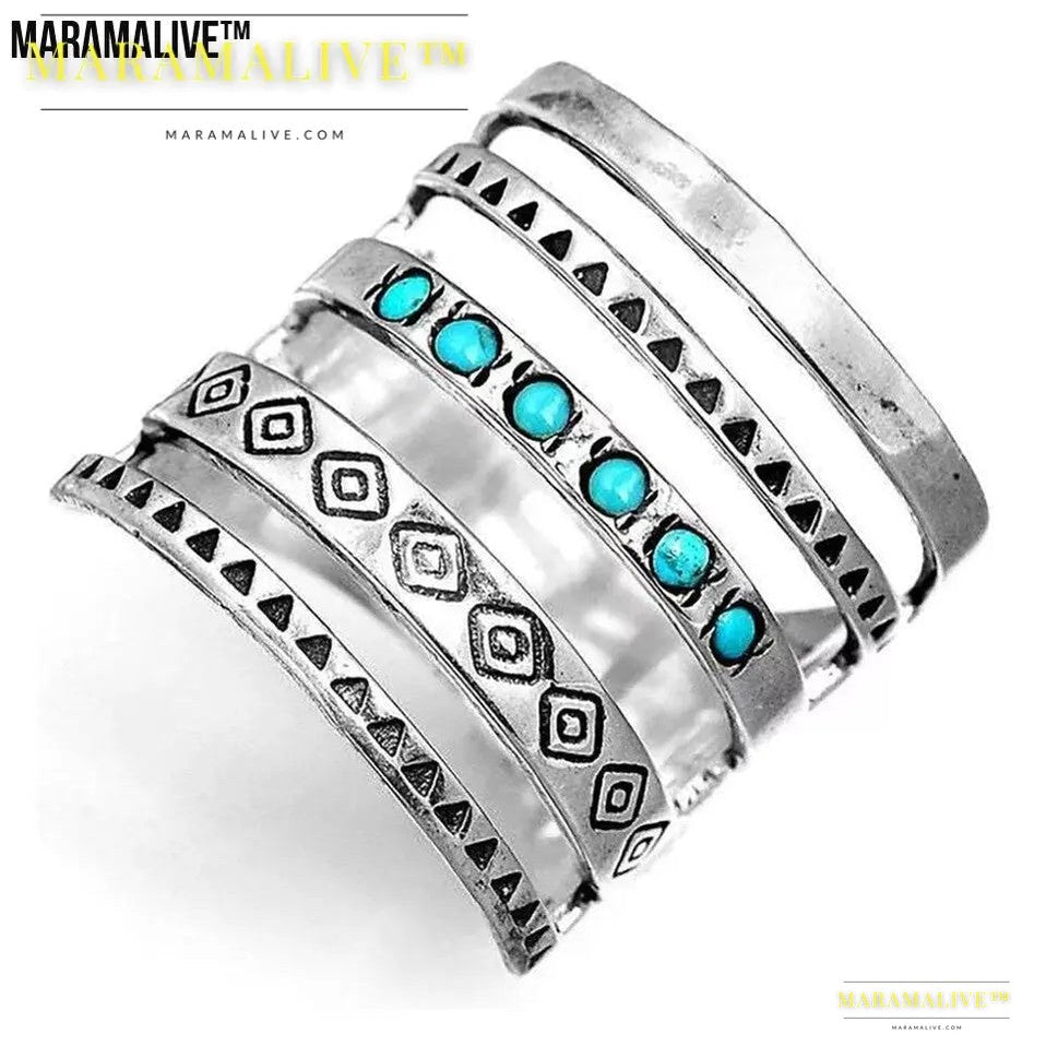 Fashion Hollowed-out Vintage Turquoise Ring