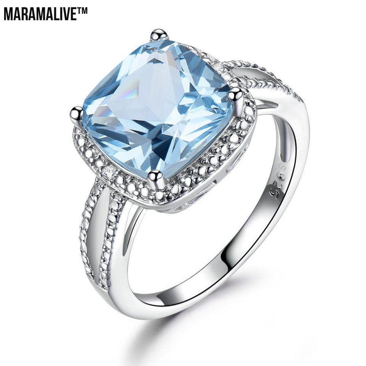 Fashion Jewelry Sterling Silver Sky Blue Topaz Ring All-match Ring Jewelry