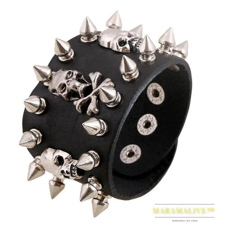 Fashion Kill Matt Studded Punk Leather Bracelet