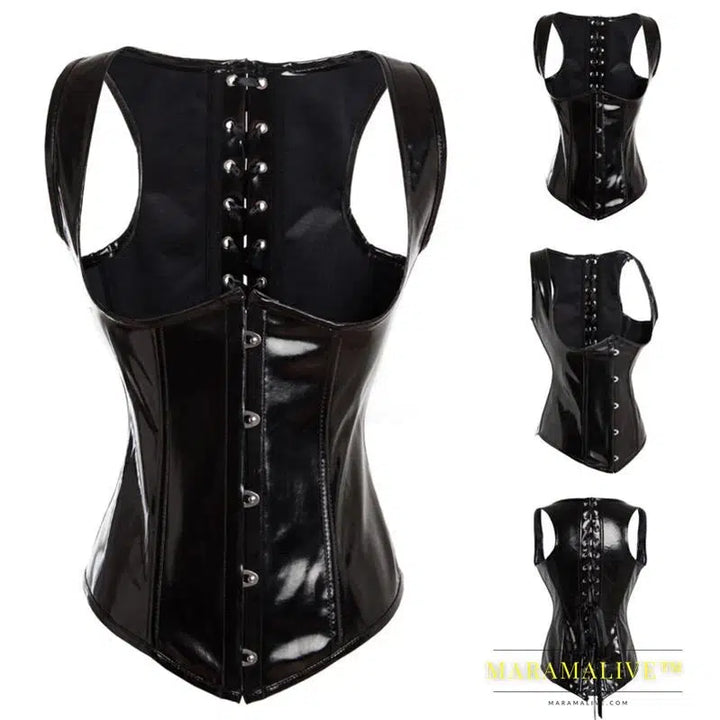 Fashion Ladies Corset Sexy Underbust Corsets And Bustiers Body Shaper Slimming PVC Lingerie Waist Trainning Tops Steampunk