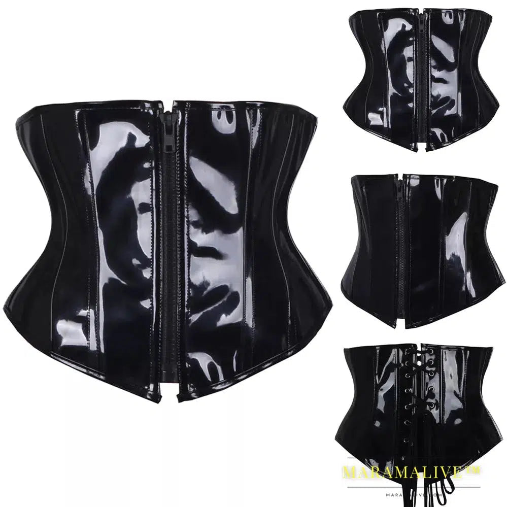 Fashion Ladies Corset Sexy Underbust Corsets And Bustiers Body Shaper Slimming PVC Lingerie Waist Trainning Tops Steampunk