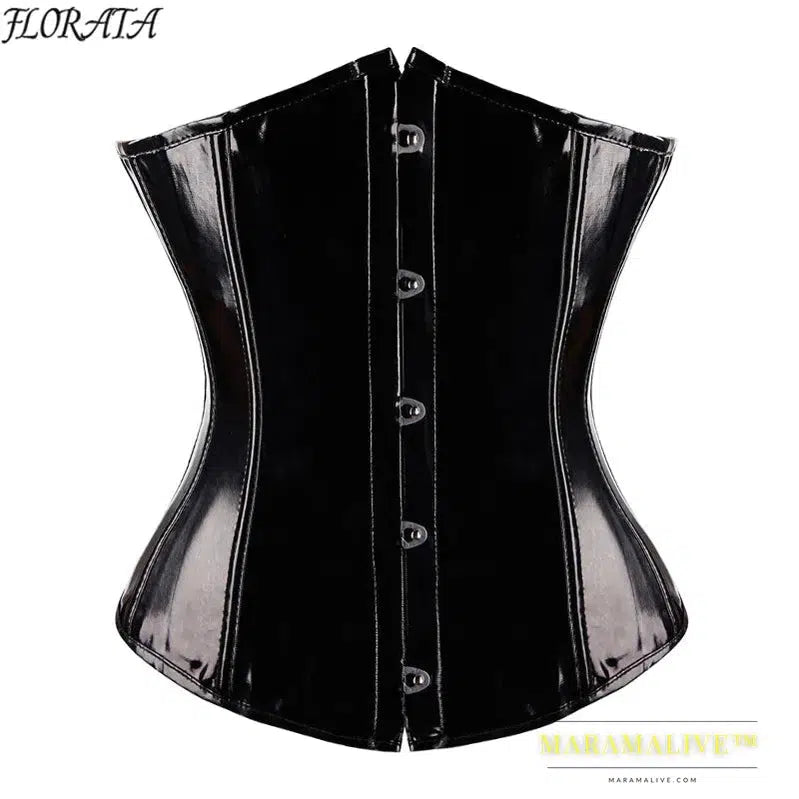 Fashion Ladies Corset Sexy Underbust Corsets And Bustiers Body Shaper Slimming PVC Lingerie Waist Trainning Tops Steampunk