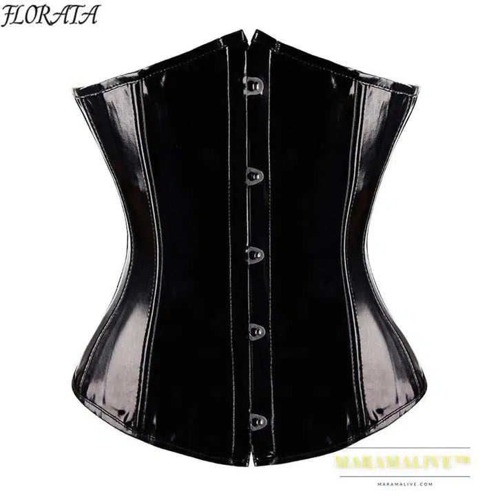 Fashion Ladies Corset Sexy Underbust Corsets And Bustiers Body Shaper Slimming PVC Lingerie Waist Trainning Tops Steampunk