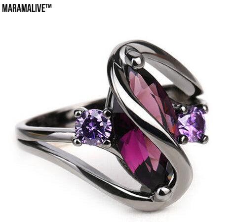 Fashion Luxury Purple Crystal Engagement Ring