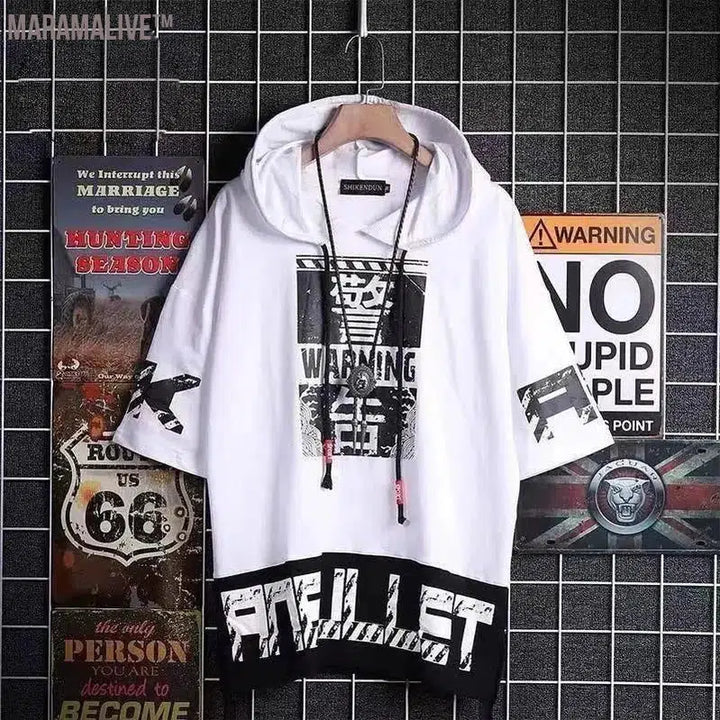 Fashion Men's Casual Streetwear Hooded T-Shirts Thin Stylish Hip Hop Techwear Y2k Anime Dancing Women Men's Clothing