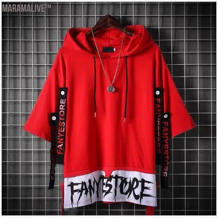 Fashion Men's Casual Streetwear Hooded T-Shirts Thin Stylish Hip Hop Techwear Y2k Anime Dancing Women Men's Clothing