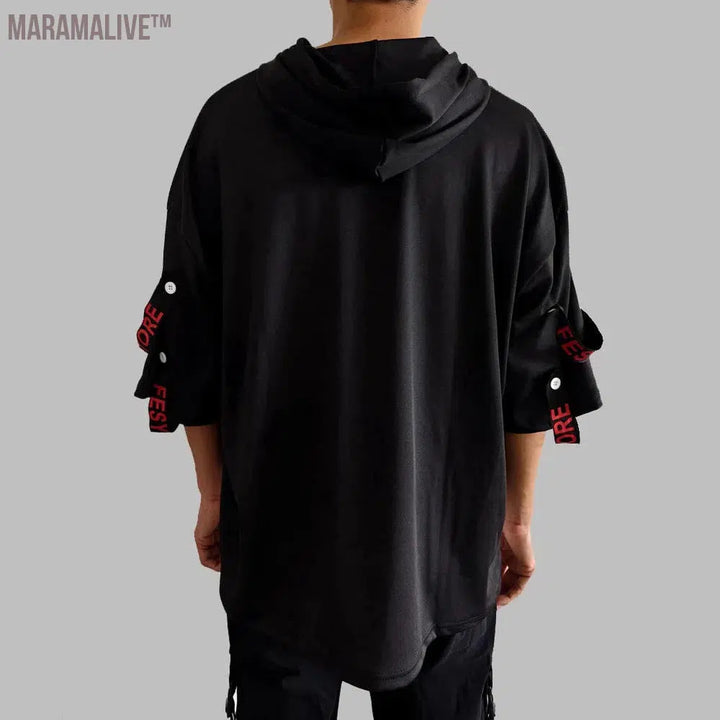 Fashion Men's Casual Streetwear Hooded T-Shirts Thin Stylish Hip Hop Techwear Y2k Anime Dancing Women Men's Clothing