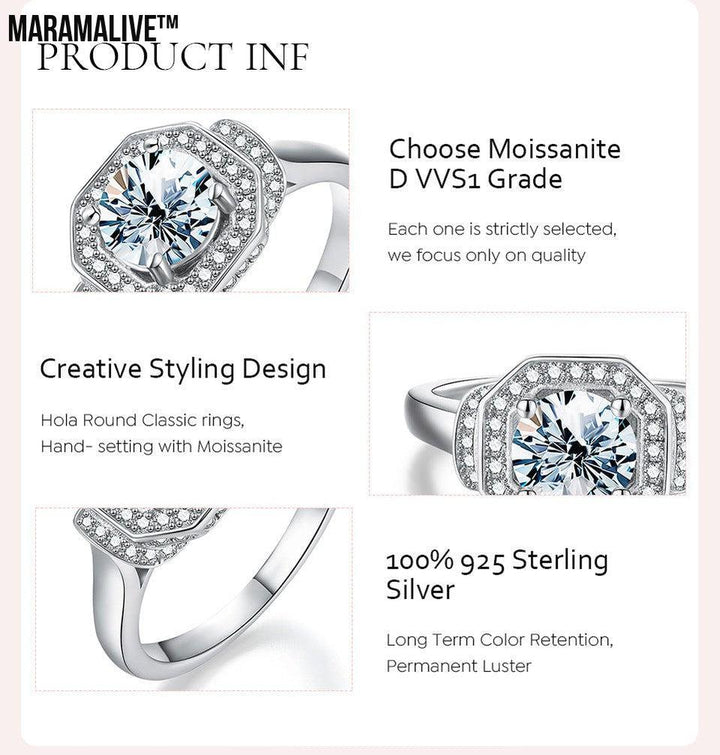 Fashion Moissanite Four Claw Square Ring