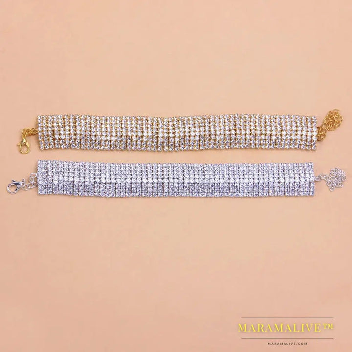 Fashion Multi Layer Crystal Rhinestone Chain Anklet for Women Summer Beach ankle chain foot jewelry