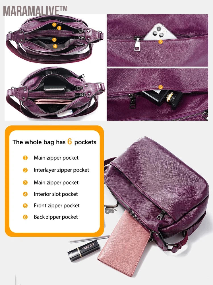 Fashion Purple Women Shoulder Bag High Quality Elegant Lady Crossbody Bags Black Messenger Bag 2024