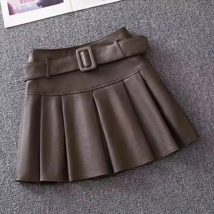 Fashion Sexy High Waisted Hottie Half Length Skirt Women Spring Pleats Metal Buckle Self Cultivation Affordable All-match Skirt