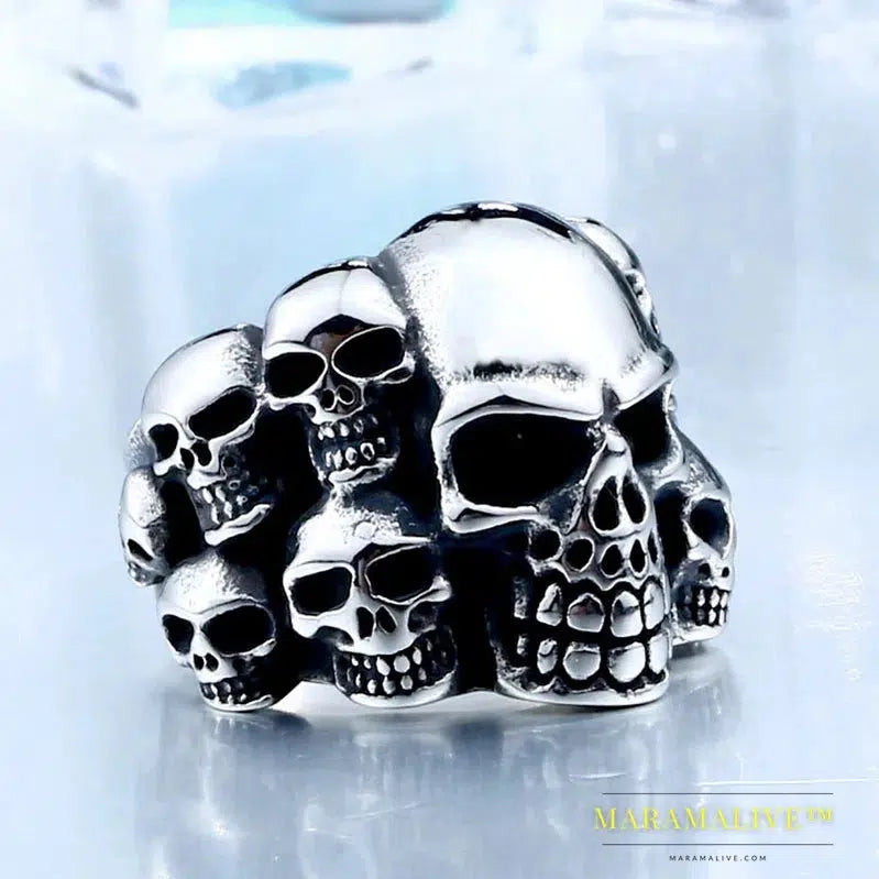 Fashion Stainless Steel Man's Rings From China Biker Punk Lots Of Skull Jewerly