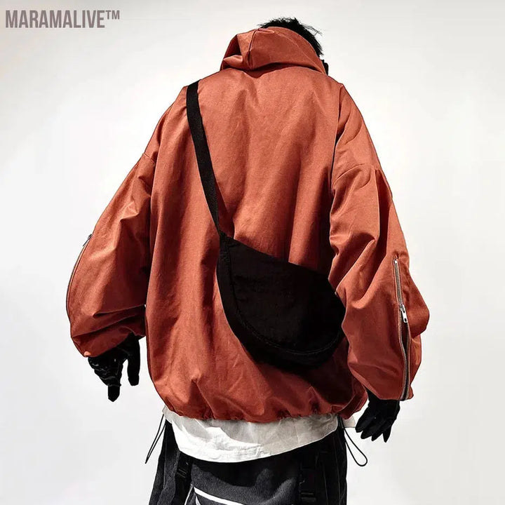 Fashion Techwear Jackets Hooded Cargo Coat Zipper Pockets Pullover Men's Jacket Hip Hop Harajuku Streetwear Oversized Man Jacket