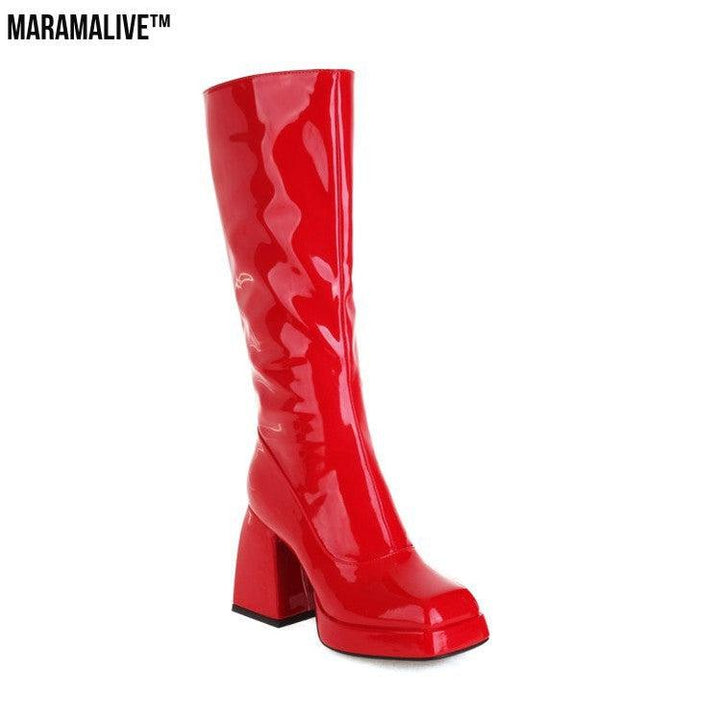 Fashion Waterproof Platform Candy Color High Boots Women