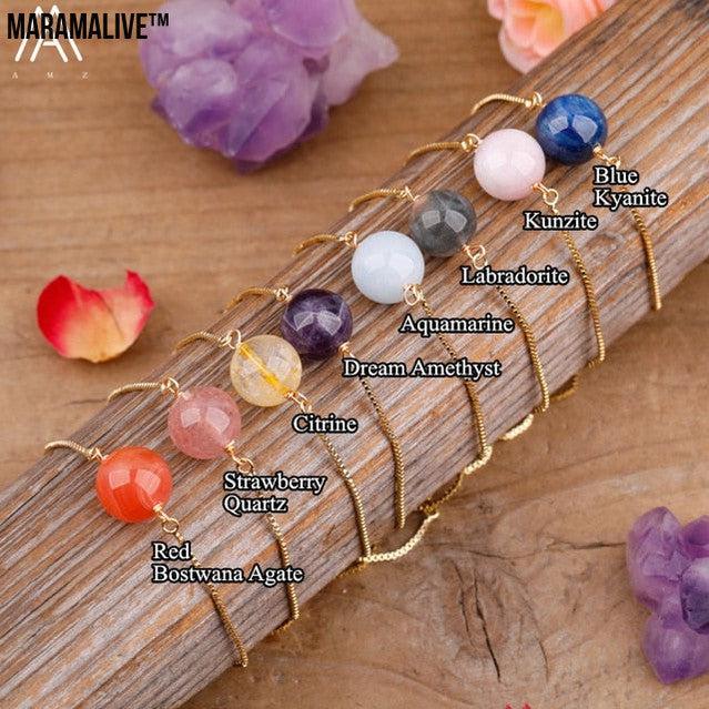 Fashion Women Natural Sphere Stone Beads Bracelet Jewelry