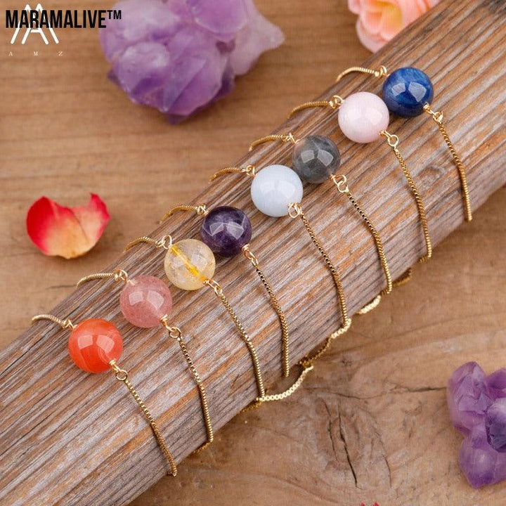 Fashion Women Natural Sphere Stone Beads Bracelet Jewelry