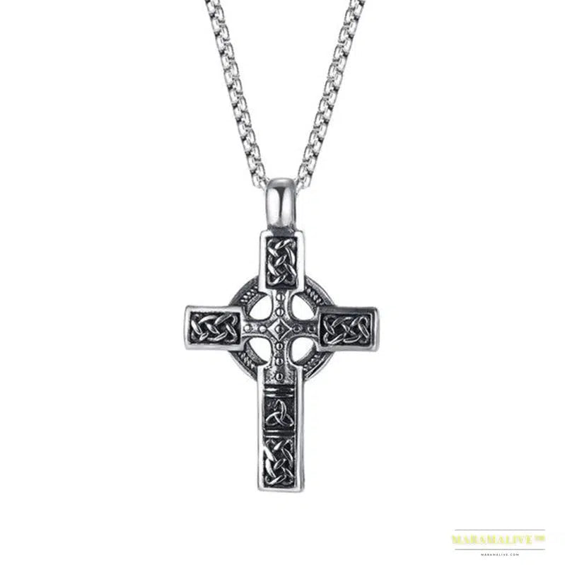 Fashionable Celtic Knot Pendant Necklace – Ancient Irish Cross Retro Ethnic Amulet – Vintage Gothic Unisex Jewelry