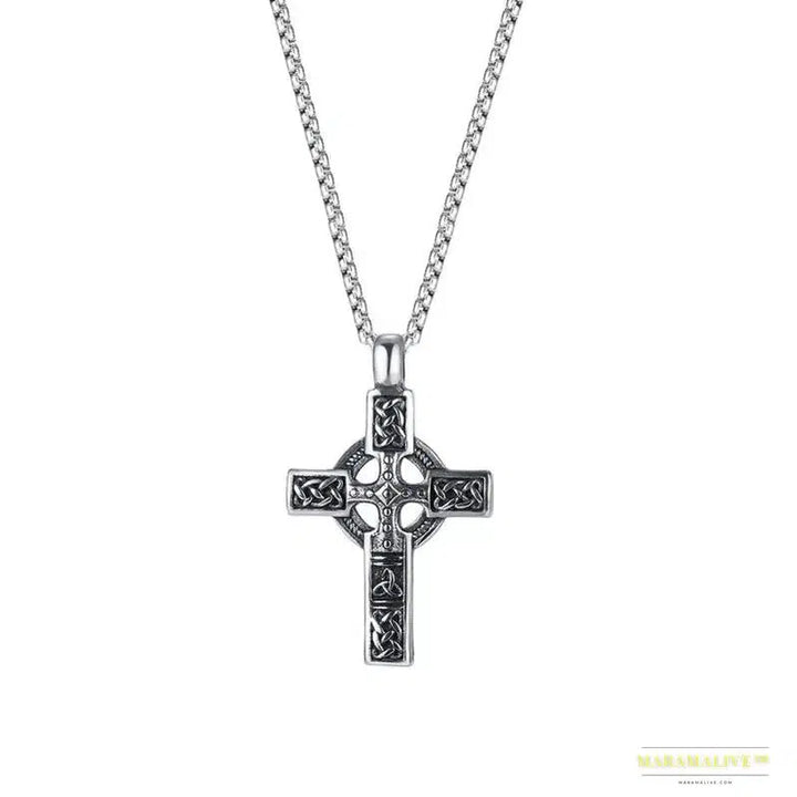 Fashionable Celtic Knot Pendant Necklace – Ancient Irish Cross Retro Ethnic Amulet – Vintage Gothic Unisex Jewelry