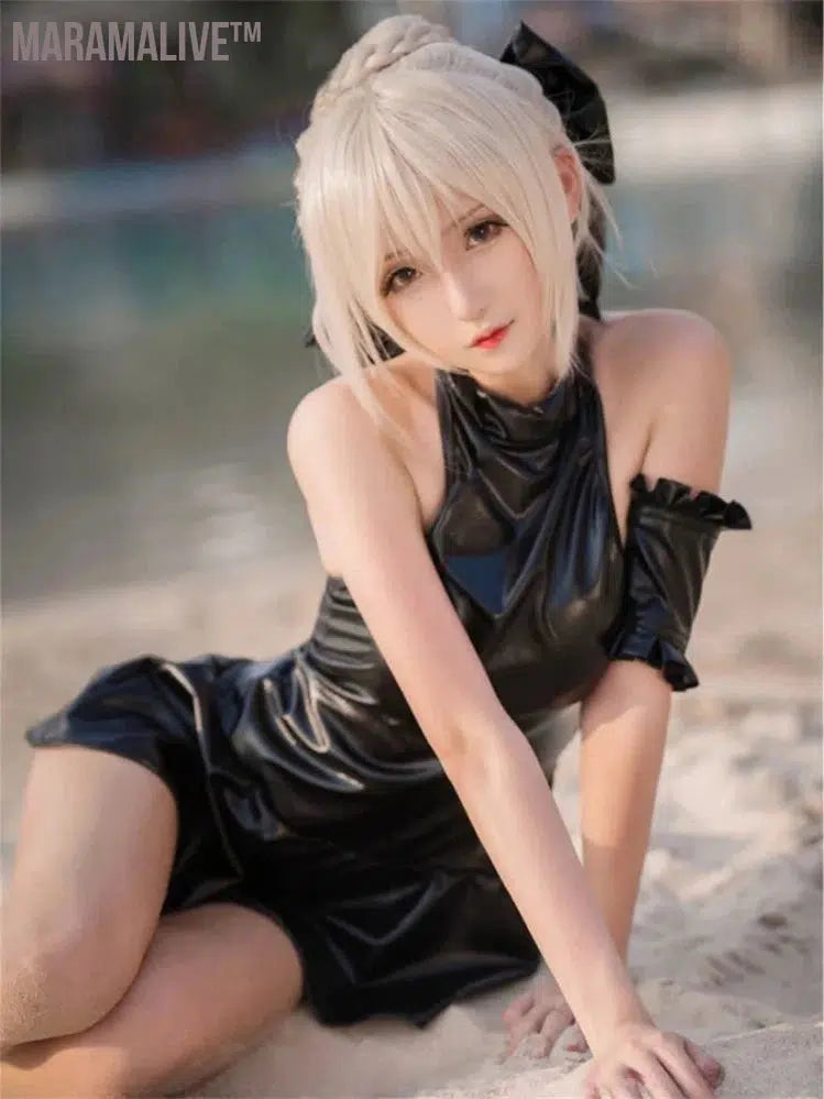 Fate Cosplay Stay Night Alter Saber Sukumizu School Swimsuit Jumpsuit My Lord Sexy Costume Leather Swimming Suit Party Gift