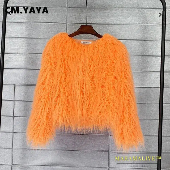 Faux Fur Coats for Women Full Sleeve O-neck Open Stitch Covered Button Fur Jackets Winter Autumn Warm New Fashion