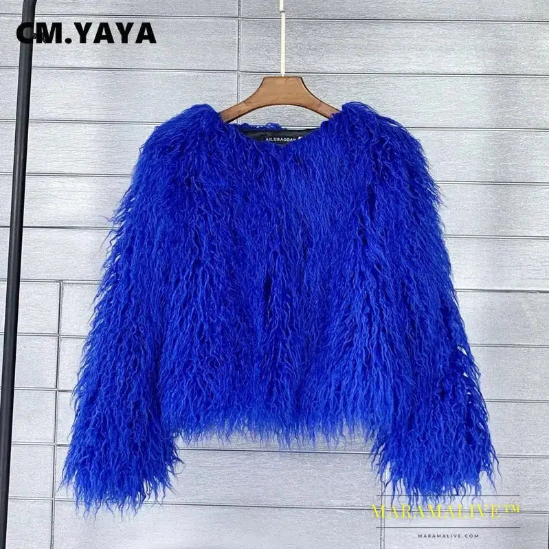 Faux Fur Coats for Women Full Sleeve O-neck Open Stitch Covered Button Fur Jackets Winter Autumn Warm New Fashion