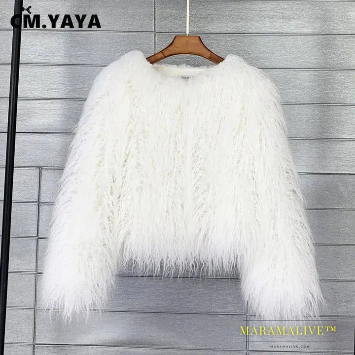 Faux Fur Coats for Women Full Sleeve O-neck Open Stitch Covered Button Fur Jackets Winter Autumn Warm New Fashion