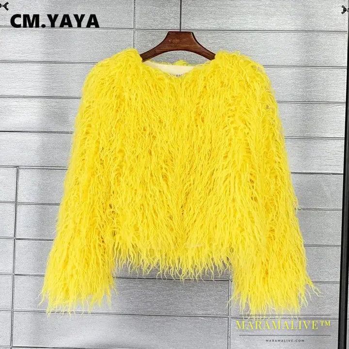 Faux Fur Coats for Women Full Sleeve O-neck Open Stitch Covered Button Fur Jackets Winter Autumn Warm New Fashion