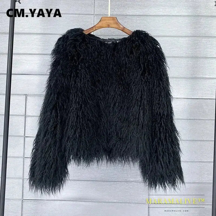 Faux Fur Coats for Women Full Sleeve O-neck Open Stitch Covered Button Fur Jackets Winter Autumn Warm New Fashion