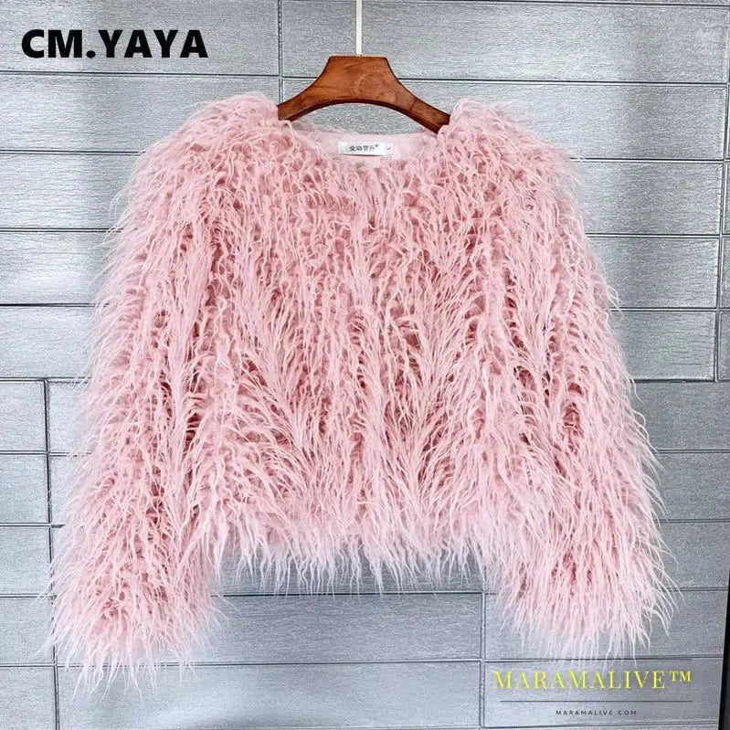 Faux Fur Coats for Women Full Sleeve O-neck Open Stitch Covered Button Fur Jackets Winter Autumn Warm New Fashion