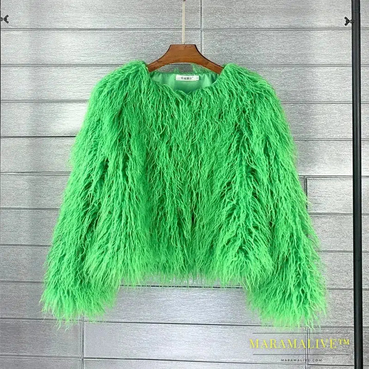 Faux Fur Coats for Women Full Sleeve O-neck Open Stitch Covered Button Fur Jackets Winter Autumn Warm New Fashion