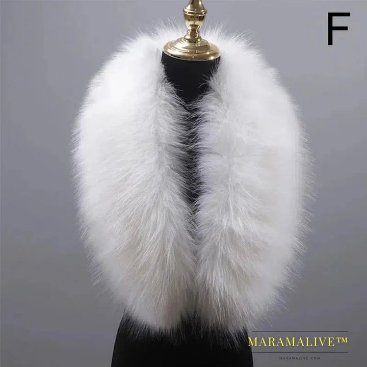 Faux Fur Collar Winter Large Faux Fox Fur Collar Fake Fur Coat Scarves Luxury Women Men Jackets Hood Shawl Decor Neck Collar