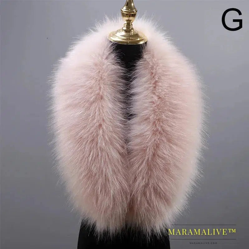 Faux Fur Collar Winter Large Faux Fox Fur Collar Fake Fur Coat Scarves Luxury Women Men Jackets Hood Shawl Decor Neck Collar