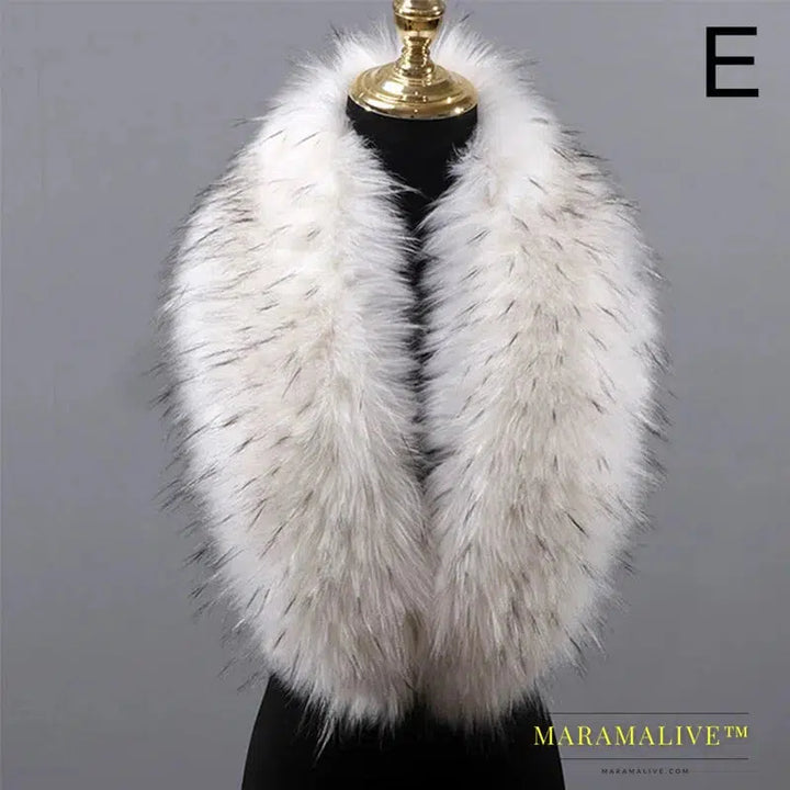 Faux Fur Collar Winter Large Faux Fox Fur Collar Fake Fur Coat Scarves Luxury Women Men Jackets Hood Shawl Decor Neck Collar