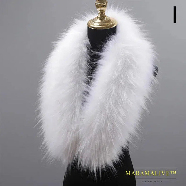 Faux Fur Collar Winter Large Faux Fox Fur Collar Fake Fur Coat Scarves Luxury Women Men Jackets Hood Shawl Decor Neck Collar