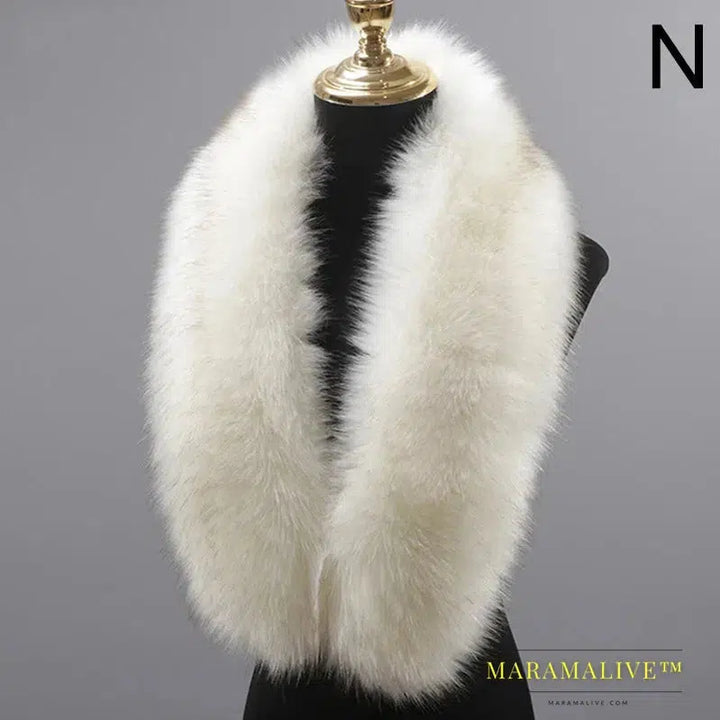 Faux Fur Collar Winter Large Faux Fox Fur Collar Fake Fur Coat Scarves Luxury Women Men Jackets Hood Shawl Decor Neck Collar