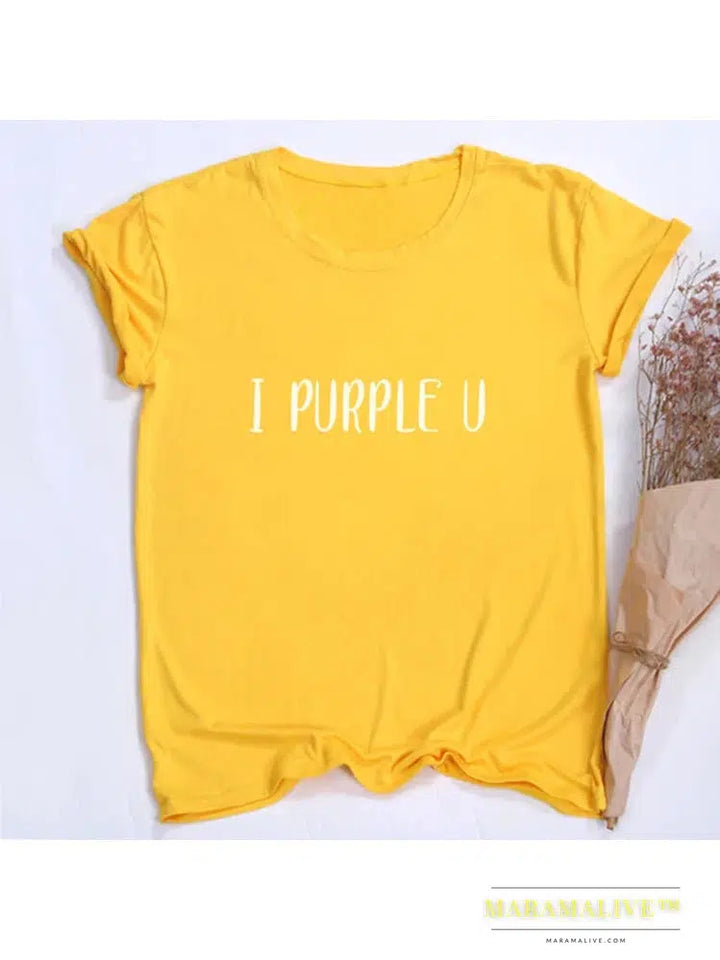 Female Short Sleeve KPOP I PURPLE U T-shirt Aesthetic High Quality Haut Femme Summer Top Tee Shirt Streetwear Cute Tshirts