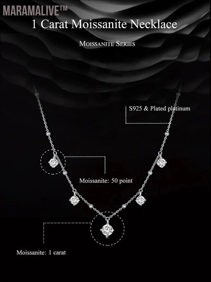 Five Princess Waterdrop 3.0 CTTW full Moissanite Necklace Real 925 Sterling Silver D Color Lab Diamond Engagement Jewelry