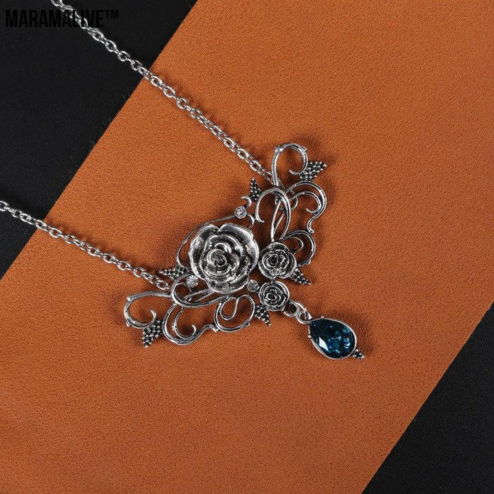 Flower Pendant Necklace Halloween Black