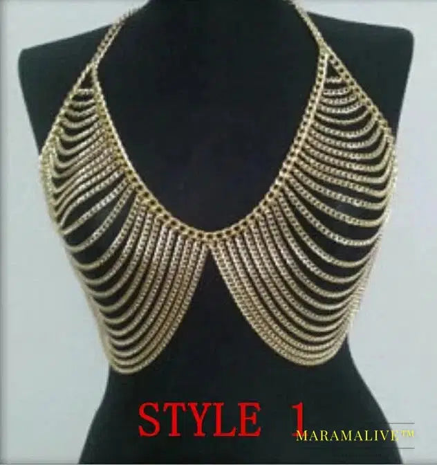 Free Shipping Fashion Women Gold Body Chains Jewelry Unique Design Sexy Bra Chains Jewelry 3 Colors