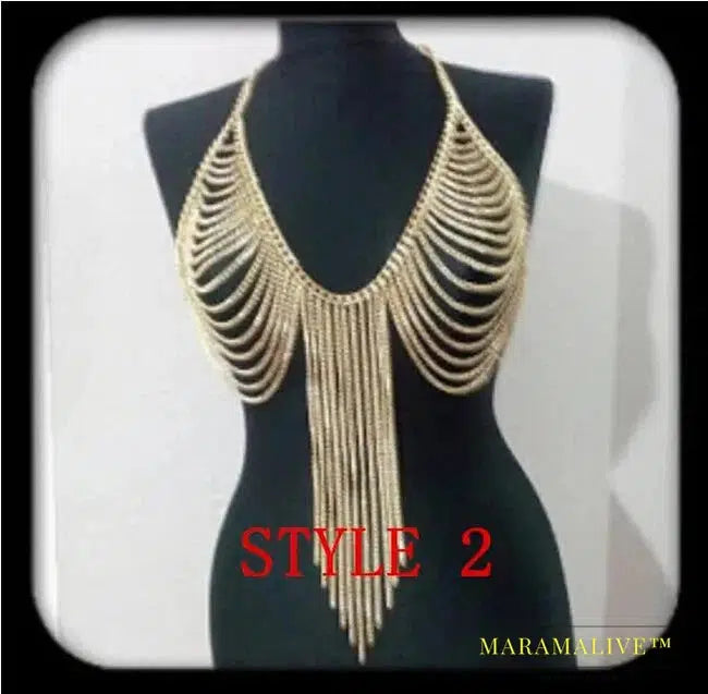 Free Shipping Fashion Women Gold Body Chains Jewelry Unique Design Sexy Bra Chains Jewelry 3 Colors